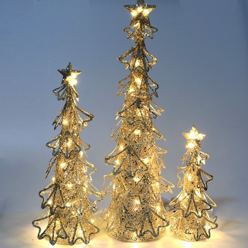 Champagne Christmas Tree Table Ornaments Christmas Tree Desktop Photo Props - Picture 8 of 11