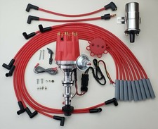 Small Cap Cadillac 390 365 331 Red Hei Distributor Plug Wires Chrome Coil