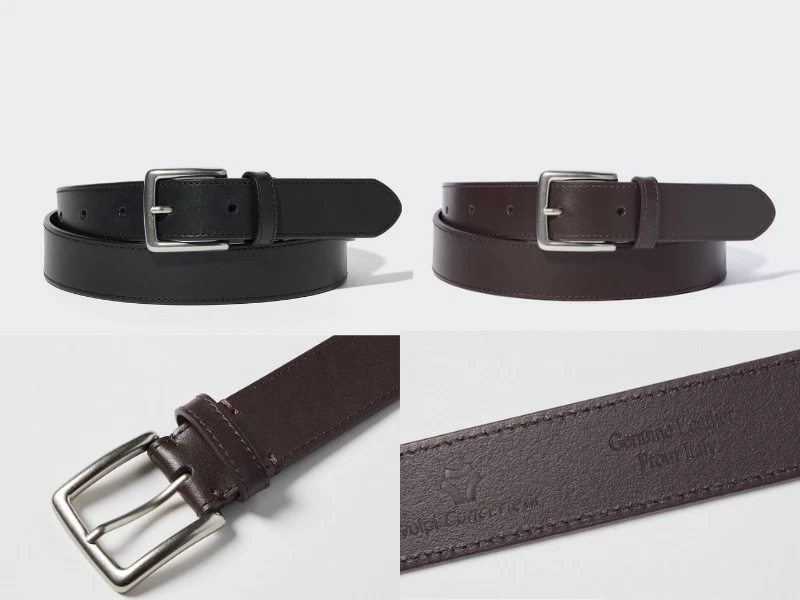 Uniqlo Italian Leather Stitched Belt Authentic Elegance and