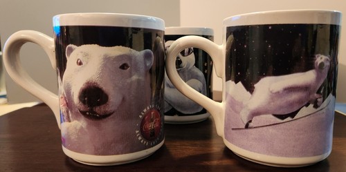 Lot of 4: Vintage Coca Cola Polar Bear Cup Mug By Gibson 1996 Coke Christmas - Picture 3 of 6
