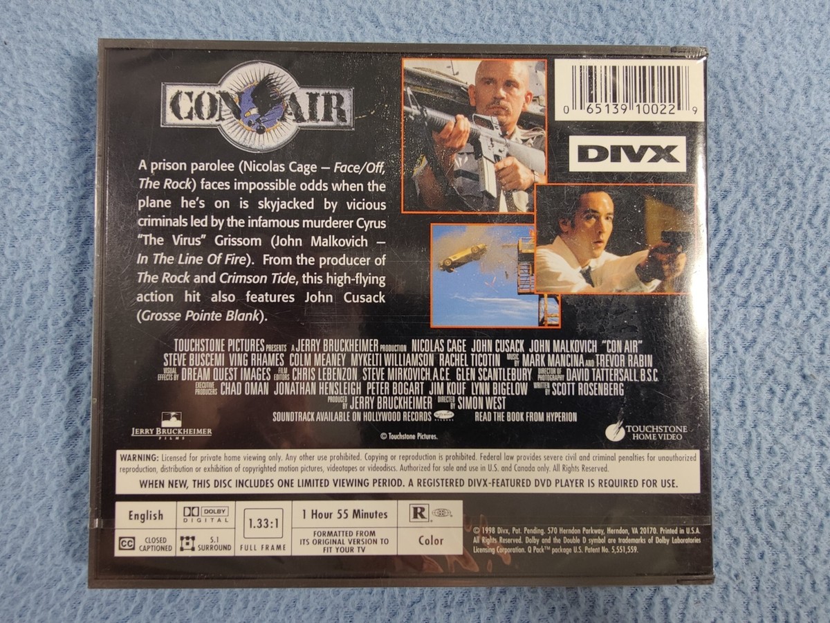 NEW SEALED CON AIR DIVX DVD NICOLAS CAGE JOHN MALKOVICH JOHN