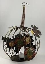 Pumpkin Tea Light Holder Lantern Metal Fall Harvest Thanksgiving Decor