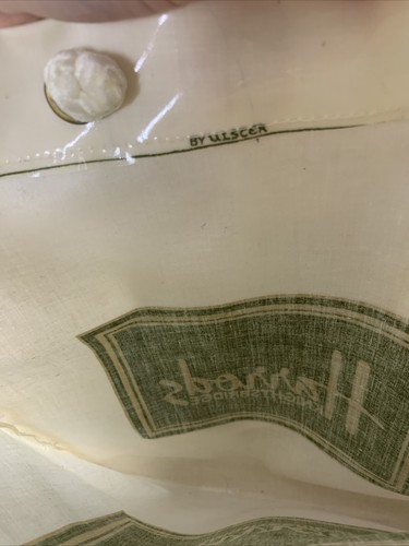 VTG 1970s Harrods Totebag Shopper Cotton Rope Handle London White Green Ulster - Picture 7 of 8