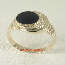 14K Solid Yellow Gold Black Onyx Ring