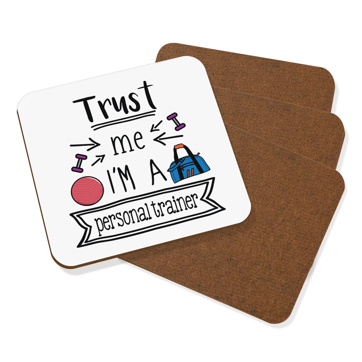 Trust Me I'm A Personal Trainer Coaster Drinks Mat Set Of 4 Best PT Training