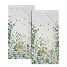 Giwawa Eucalyptus Leaf Hand Towels Set of 2 Gold Leaves Decorative Fingertip ...