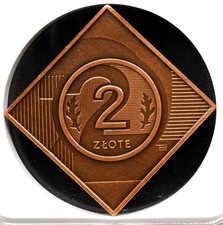 Poland 2 Zlote 2005   NGC MS 66 Antiqued UNC  Copper Klippe