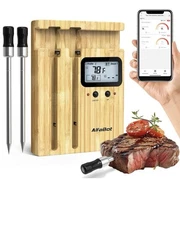 AlfaBot Wireless Meat Thermometer Digital 2Probes Impr Stability,520FT Bluetooth