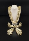 Depose Parure Gold Tone Faux Pearl Cluster Runway Necklace Bracelet Earring Set — photo 1