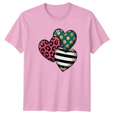 Drei glamourös gemusterte Herzen Damen T-Shirt