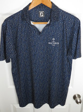 FootJoy Polo Men L Navy Cocktail Glass AOP Golf Shirt The Machrie Islay Scotland