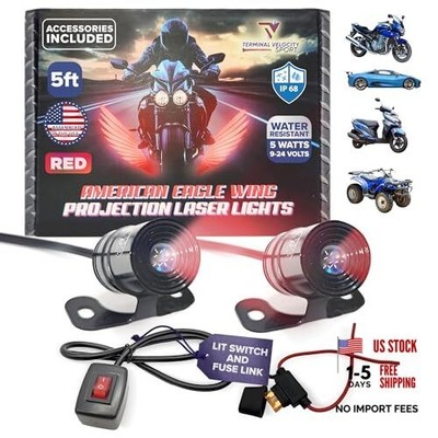 American Eagle-Projection LED Wings/TV Sport Motorcycle Accessories. Red