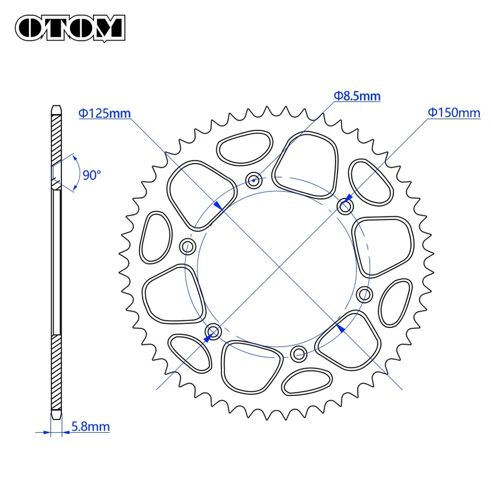 Piñón de cadena trasero Motocross 52T 520 cadenas CNC para KTM GASGAS HUSQVARNA Foto 2 de 4