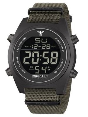 KHS Herrenuhr Inceptor Stahl Digital Olivgrün/Schwarz INCBSD.NSGO