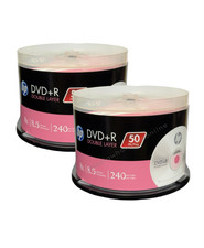HP DVD R DL 8.5GB Dual Double Layer 8X Blank Disc 100 Pack Logo Recordable Media