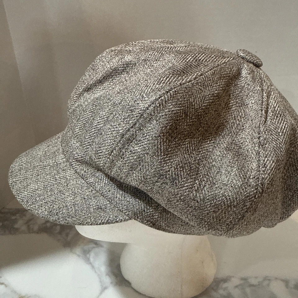 D&Y ElastaFit Tan and White Tweed Newsboy Cap Hat - Image 2 of 4