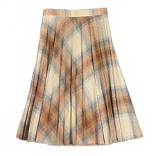 Vintage 1970  s Wool Plaid Pleated Midi Skirt Academia Preppy Fall Retro