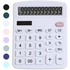 Office Desk Calculator Cute Basic Desktop Dual Power Big Button Display White