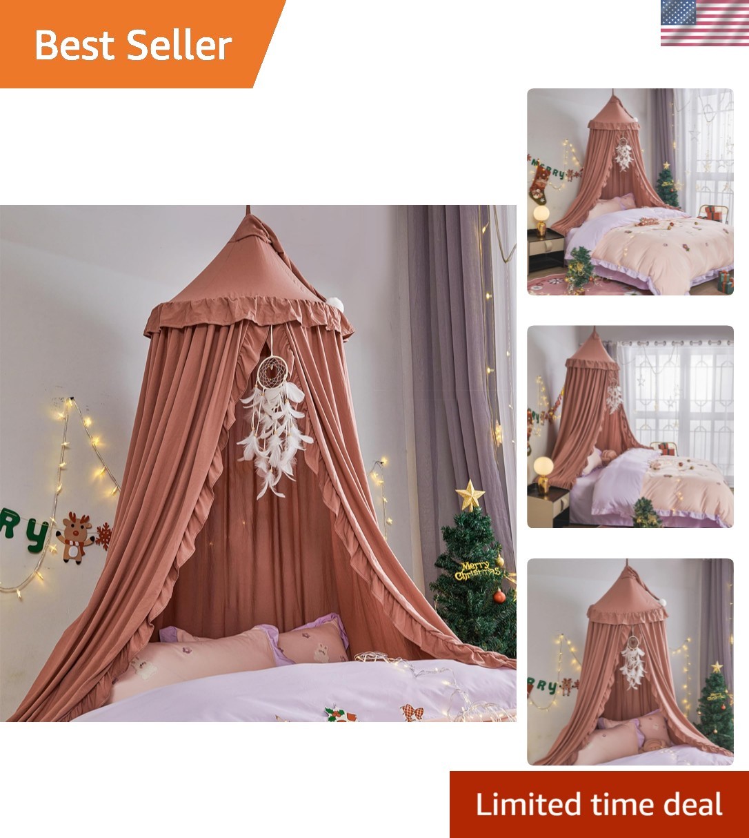 For Girls,princess Round Dome Dreamy Mosquito Net Bedding Girls Ro...