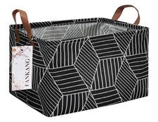 Rectangular Black Cube Storage Bin Nursery Hamper