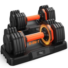 Adjustable Dumbbells 50/110 lbs, 5/10 Weight Levels with Storage Tray
