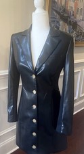 Alice + Olivia Black Vegan Faux Leather Blazer Dress NWT Sz 6 Retail 550.00