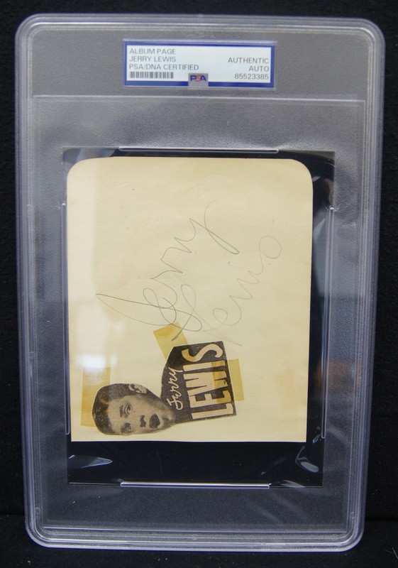 JERRY LEWIS 1926-2017 Autographed Album Page PSA/DNA Authentic Auto Slabbed