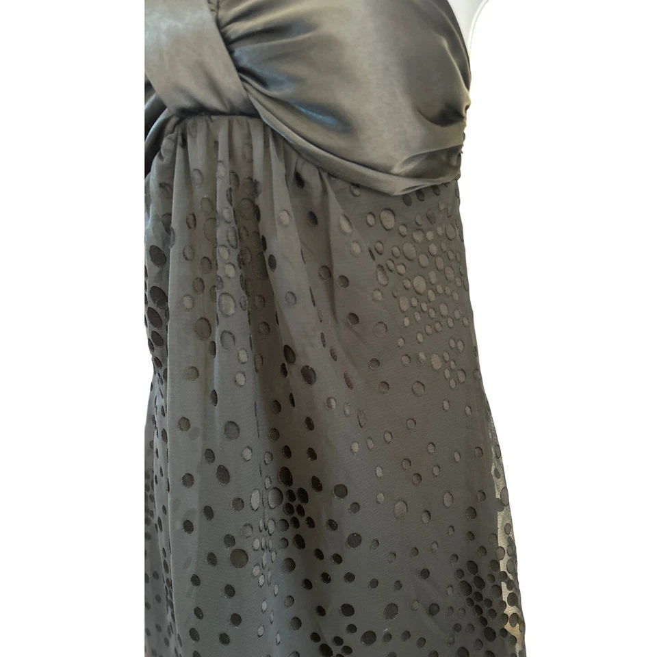 Vestido de cóctel Y2K Bisou Bisou negro cintura imperio flocado chifón vacaciones festivo Foto 3 de 4