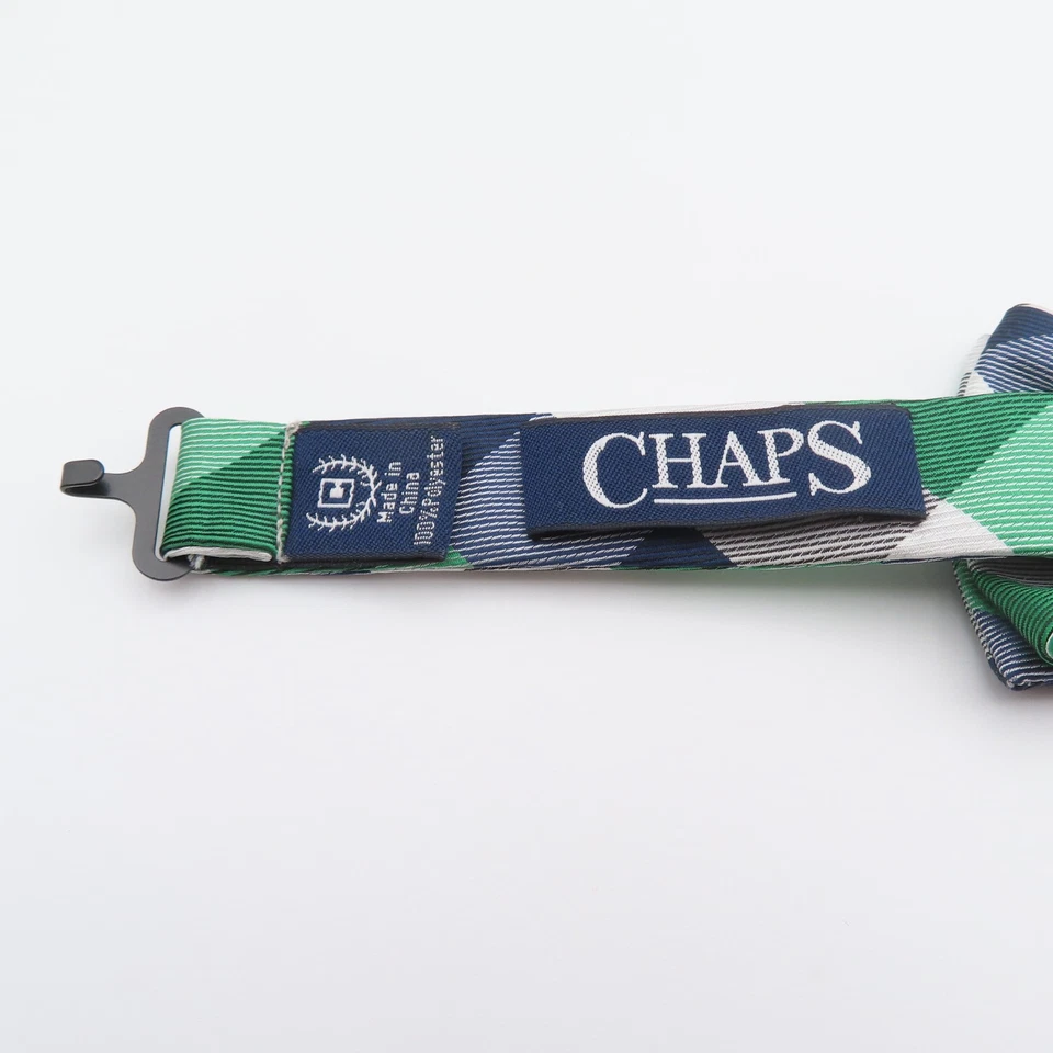 Pajarita Chaps verde azul a cuadros 2" de ancho preatada poliéster Foto 2 de 3