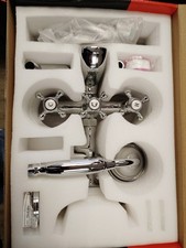 Polish Chrome Clawfoot Tub Faucet Wall Mount Bathtub Filler Tap with Hand Shower