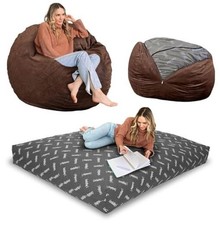 Chenille Bean Bag-Convertible Bean Bag Chair-Machine-Washable Full Espresso