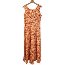 Real Comfort A Line Floral Maxi Dress Size 10 Orange Resort Beach Vacation