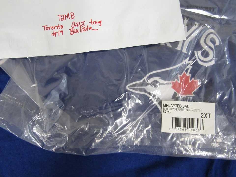 Camisa majestuosa Toronto Blue Jays #19 Jose Bautista para hombre tallas grandes y altas 2XL-3XL Foto 4 de 4