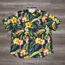 Tommy Bahama Midnight Hibiscus Floral Hawaiian Shirt 100 Silk Men's Size XL NEW