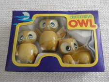 Vintage 1960s 70s Decorative OWL Set of 3 Plastic In Original Box Hong Kong