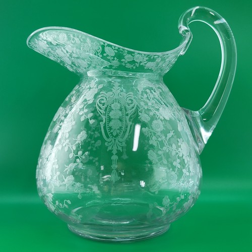 Antique Cambridge Clear Glass Rose Point Doulton Ball Water Jug 9" Pitcher - Picture 6 of 17
