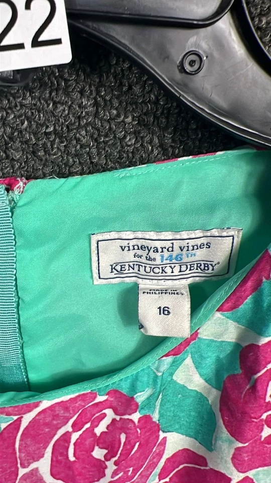 Vestido Vineyard Vines Kentucky Derby Mezcla Seda Niñas Talla 16 Rosas Pintadas Foto 3 de 4