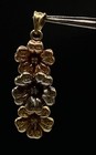 Gold Three Tone Diamond Floral Pendant 10k Gold 1 1/2" 4.0 g — photo 5
