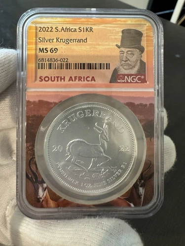 Krugerrand Fine Silver Ounce 2022 MS69 SK1R NGC