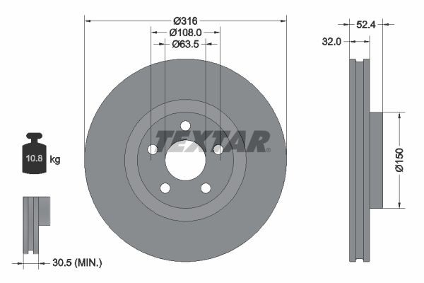 2X Textar Bremsscheibe 92293605 FüR Ford Ford USA-image