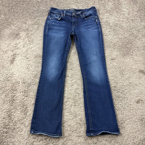Silver Jeans Women 32 Boot Cut Slim Mid Rise Dark Wash Stretch Denim Suki 30x30