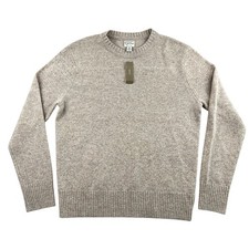 J.Crew Marled Rugged Merino Wool Blend Sweater Mens M Beige Crew Neck - NEW