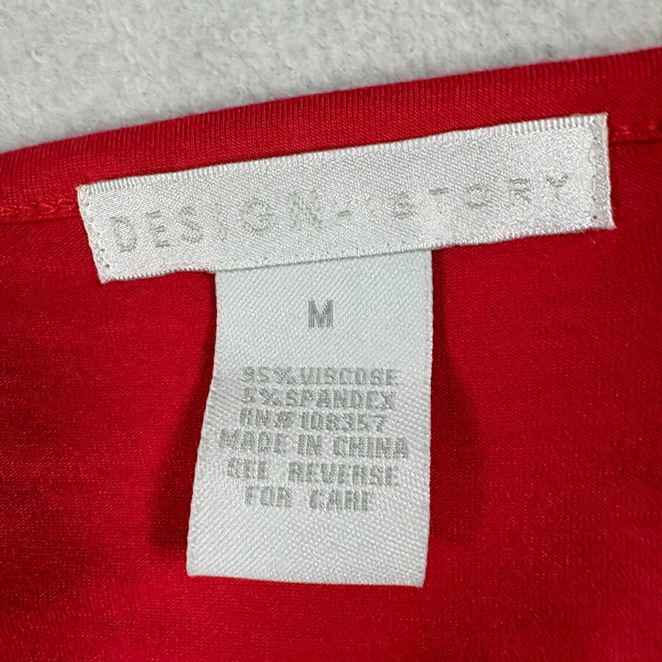 Camiseta túnica boho elástica manga 3/4 cuello floral rojo M Design History para mujer Foto 2 de 4