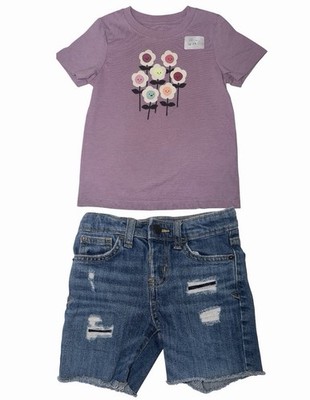 Toddler Girl Outfit Size 3T Shirt & Denim Shorts Summer Play Clothes