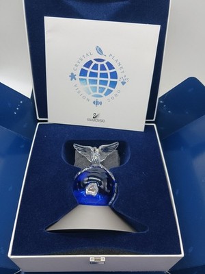 Swarovski Crystal Planet Vision 2000 Dove Globe Sculpture Figurine Box COA
