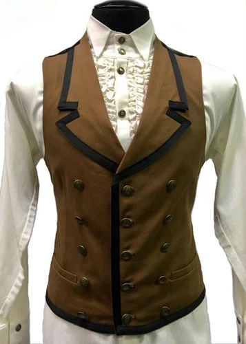 SHRINE GOTHIC COMMODORE BROWN RETRO VAMPIRE VICTORIAN PIRAT STEAMPUNK VEST - product listing photo