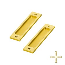 2 PCS Gold 6 Inch Barn Door Handle Flush Pull Recessed Sliding Closet Knob