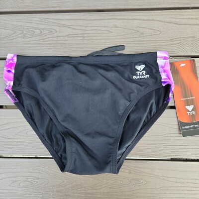 TYR Durafast Men's Admiral Splice Black/purple Nylon Racer Briefs Sz 30 New