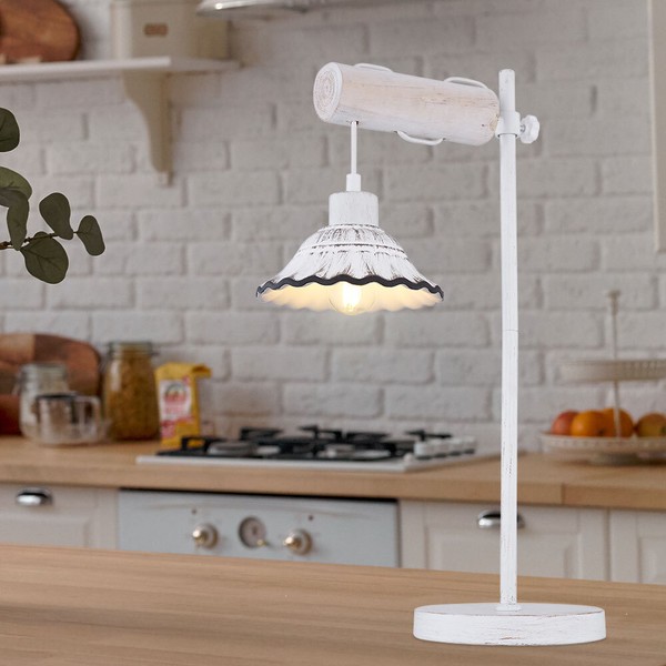 Tischleuchte Beistellleuchte Nachttischlampe HöHenverstellbar Holz Weiß GetüNcht-image