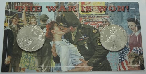1995 MARSHALL ISLANDS, (2) 5-DOLLARS SET THE WAR IS WON, ORIGINAL SEALED PACKAGE